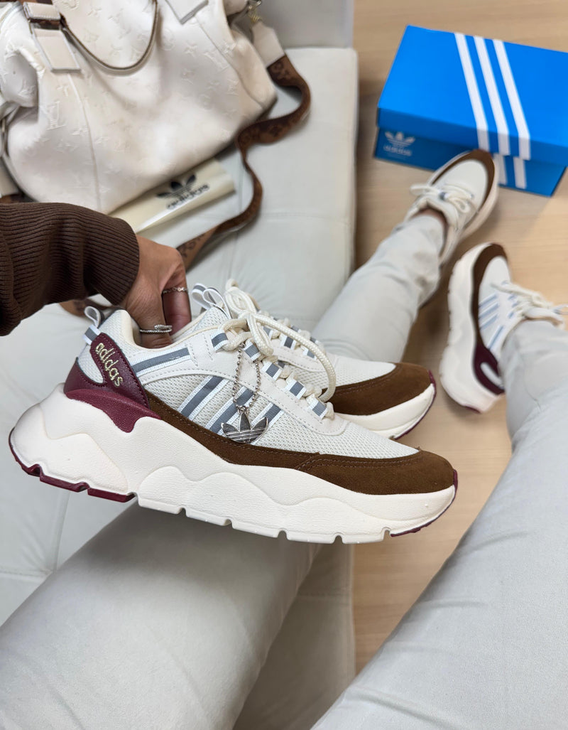 Adidas Dymond Branco/Marrom/Bordô