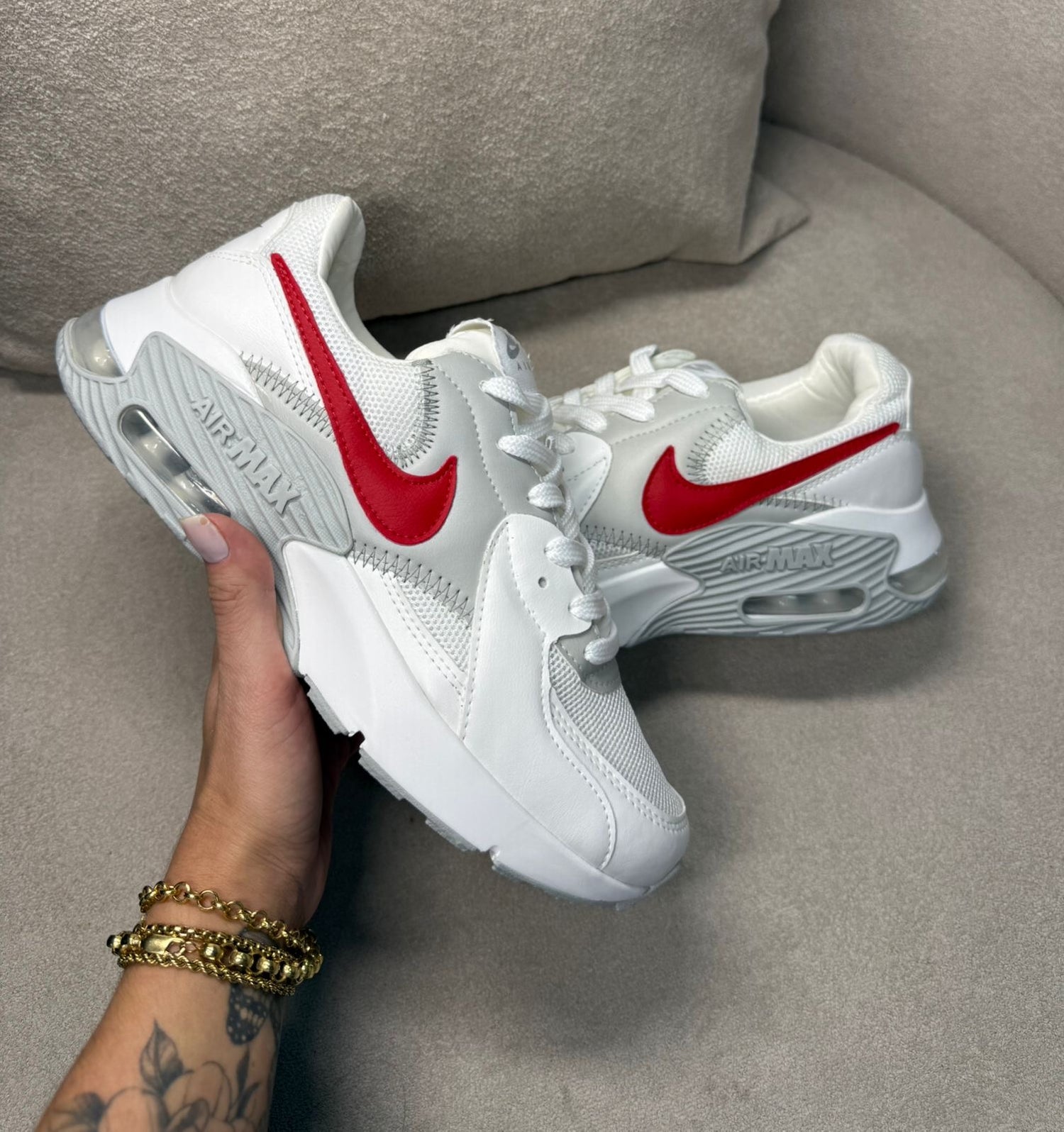 Nike Air Max Excee Couro Branco/Vermelho