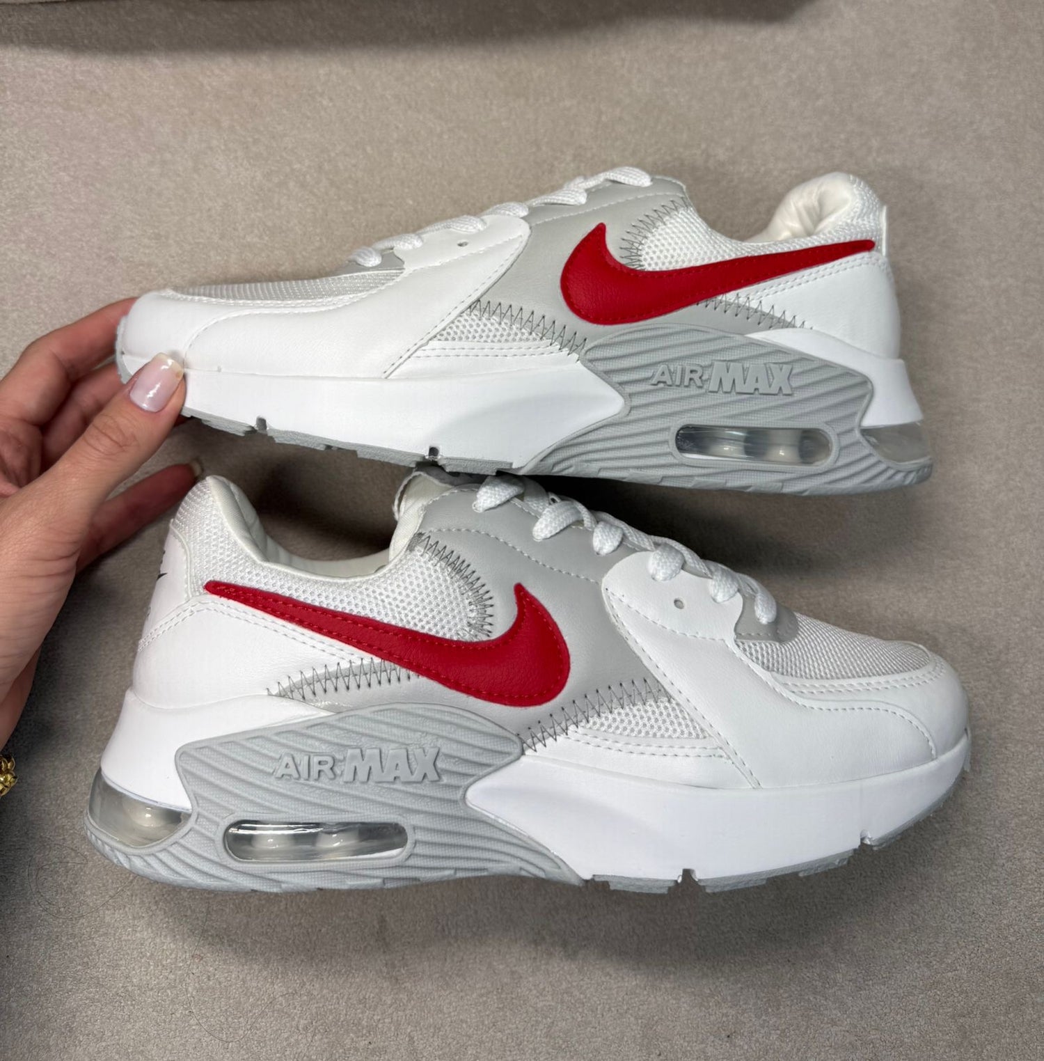 Nike Air Max Excee Couro Branco/Vermelho