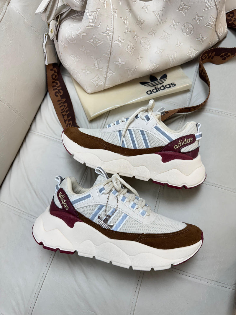 Adidas Dymond Branco/Marrom/Bordô