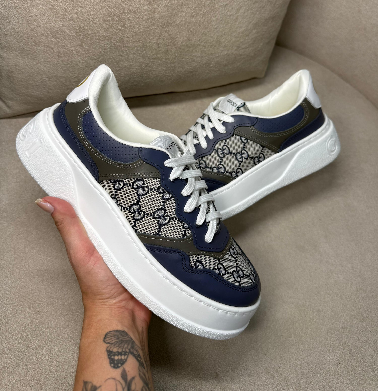 Gucci Branco/Preto/Royal